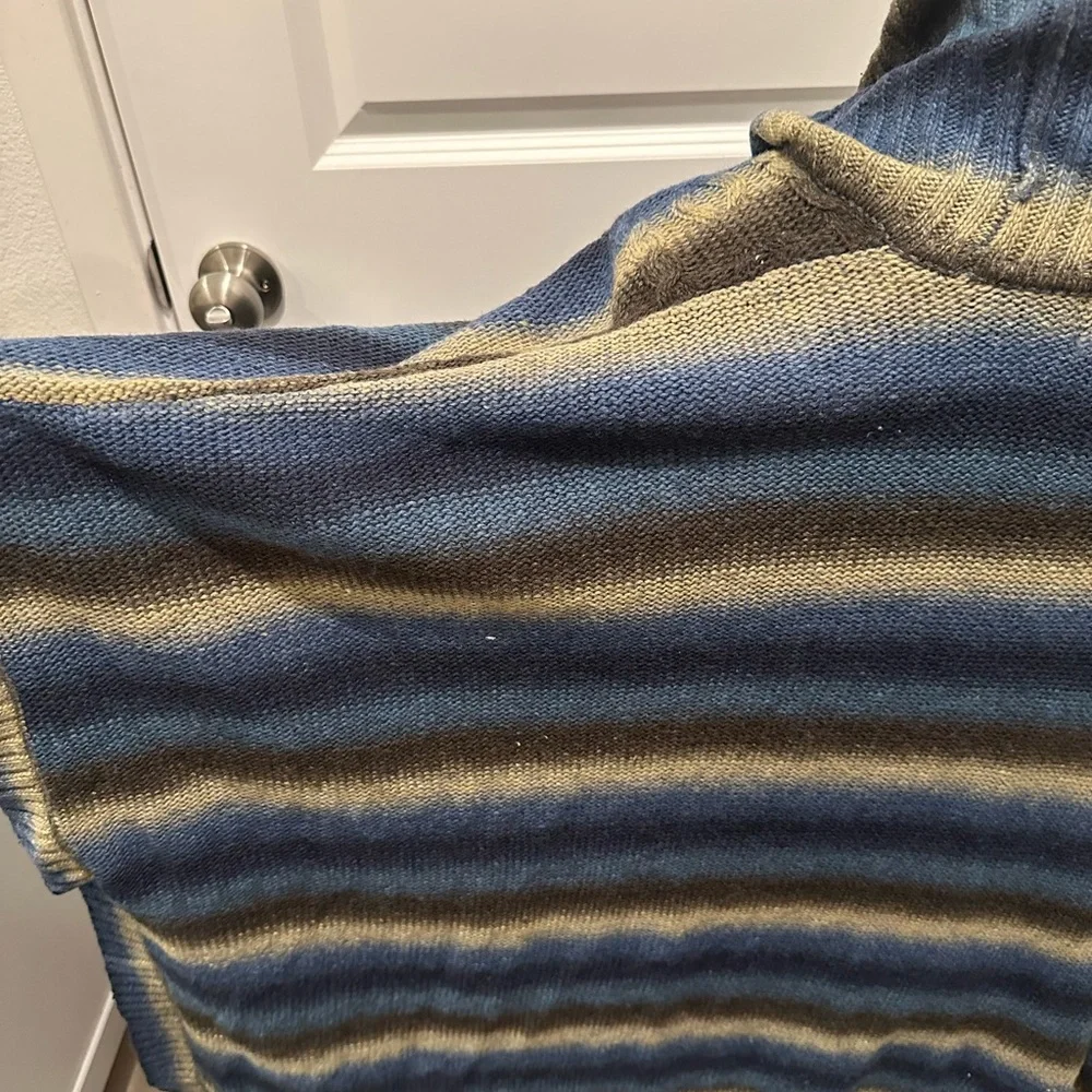 Striped Cowl Neck Sweater - Blue and Brown - Picture 14 of 15